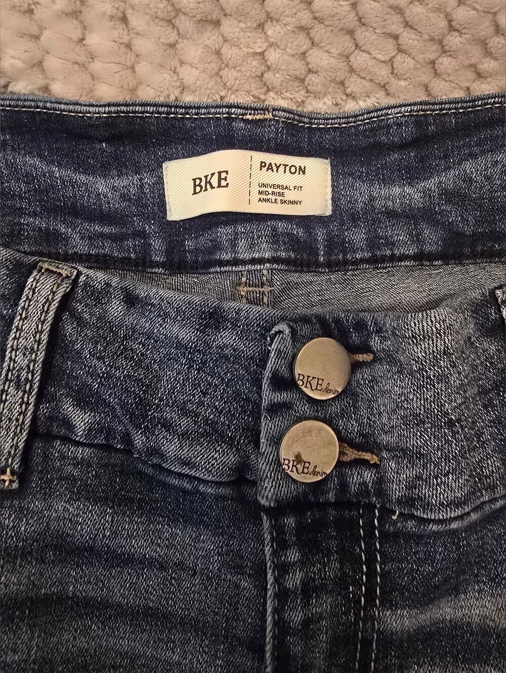 BKE Women’s Blue Denim Mid-Rise Ankle Slim Jeans Stretch Distressed 5-Pkt 33x27
